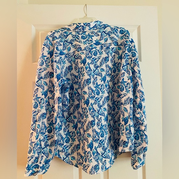 Lilly Pulitzer Women's Sea View Linen Button Down Top - Extra Large - Picture 5 of 8